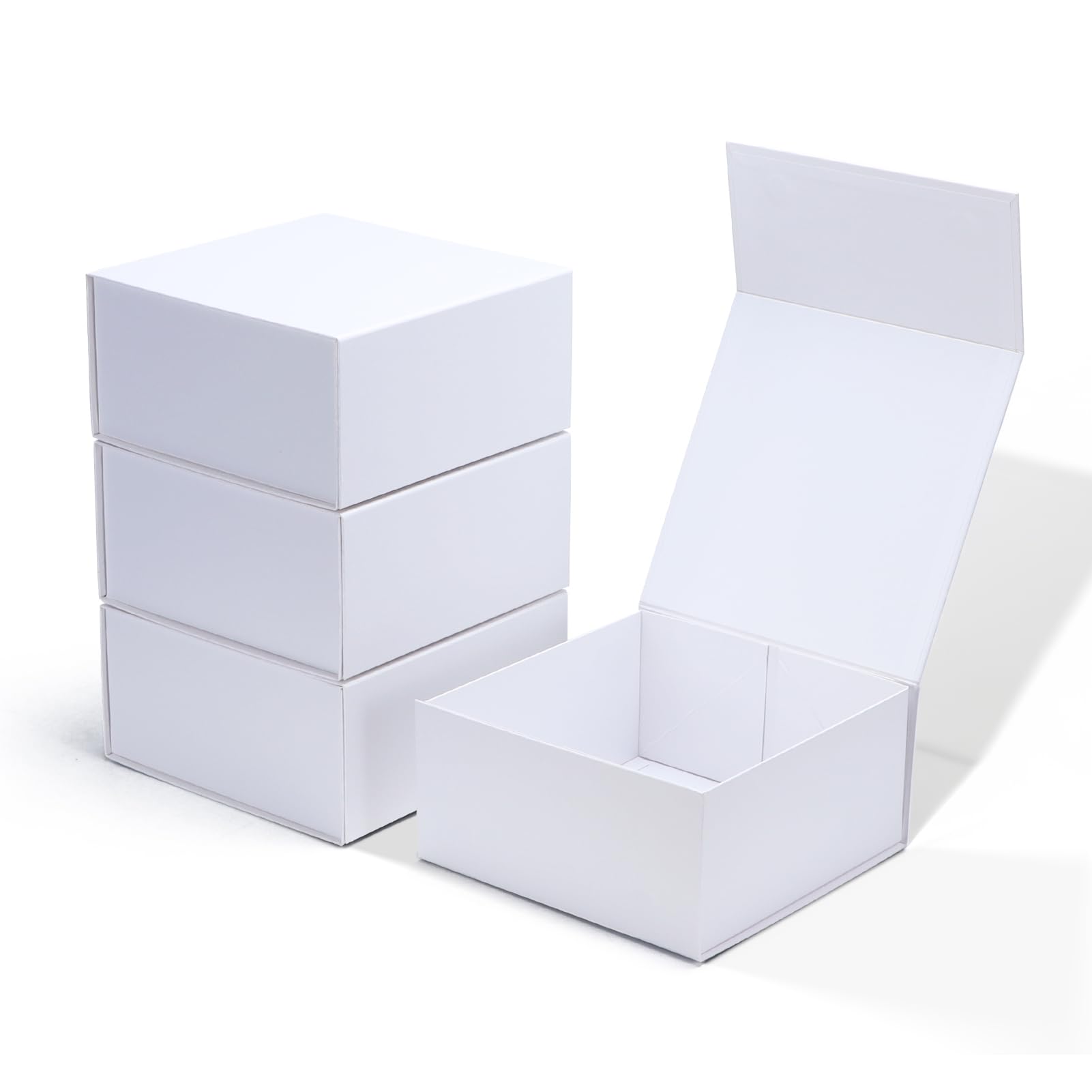 4 Pack 8x8x4 Inches Gift Boxes with Magnetic Closure Lids, White Magnetic Box for Wedding, Groomsmen Bridesmaid Proposal, Birthdays, Mother's Day