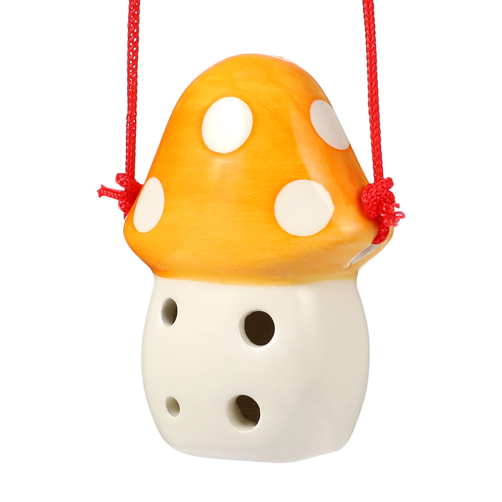 Toyvian6 Hole Ocarina Instrument Mushroom Shaped Instrument Ceramic Ocarina with Hanging String Musical Instrument Toy for Kids Beginners
