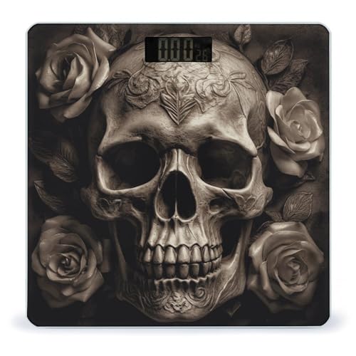Báscula de baño digital con diseño de calavera y cuero miniatura 1