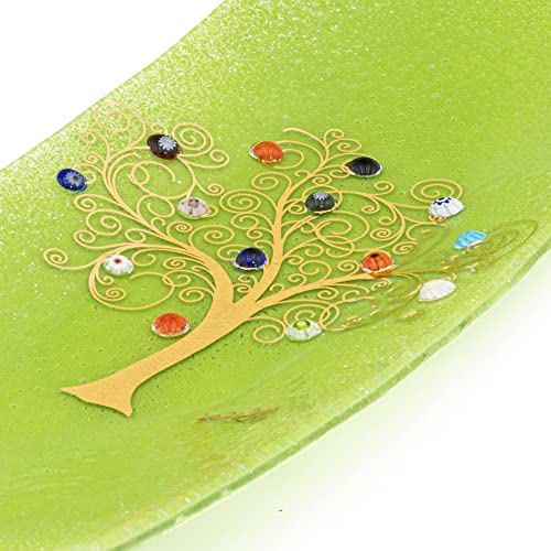 SOSPIRI VENEZIA - Murano Glass Decorative Bowl, Tree of Life Design, Handmade in Italy, Murrine & Gold Leaf Accents, Elegant Gift Idea, 11.8 x 5.1 in - Image 2