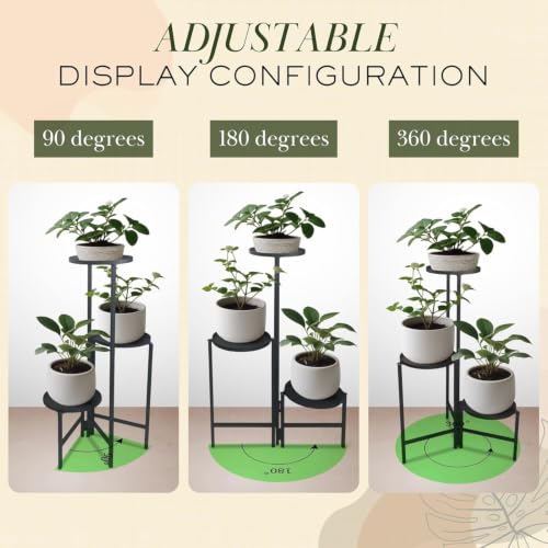 Image of 3-Tier Foldable Metal Plant Stand for Indoor & Outdoor | Heavy Duty Iron Flower Pot Stand | Corner Plant Holder Rack | Powder Coated Finish | Balcony, Living Room, Patio & Garden | (Black 3 Plate)