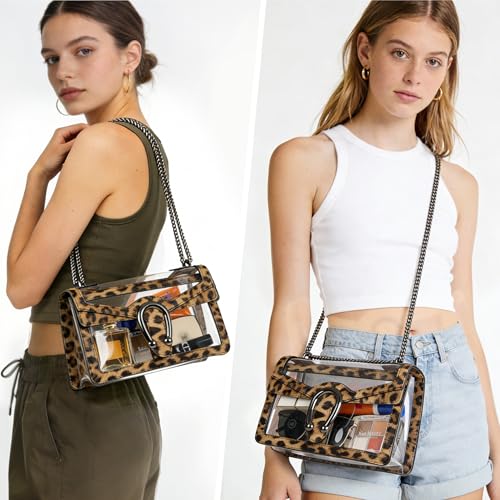 Image of Joryin Women's Stadium Approved Crossbody Bag for Women, Small Clear Bag Shoudler Purse with Chain Strap