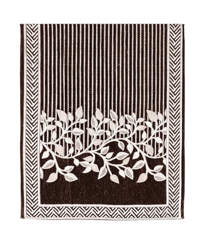 Image of Nendle Premium Chenille Floral Sofa Mat Arms Cover Only - Soft & Durable Protector for L Shape /Standard Sofa Set (58 cm, Brown, 1 Piece)