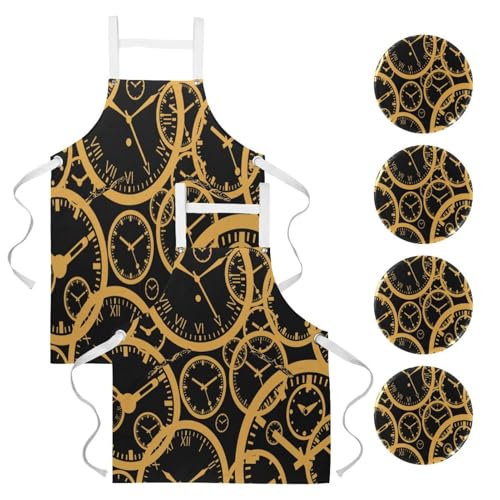 Tablier de serveuse pour restaurant et bar avec 4 broches thématiques