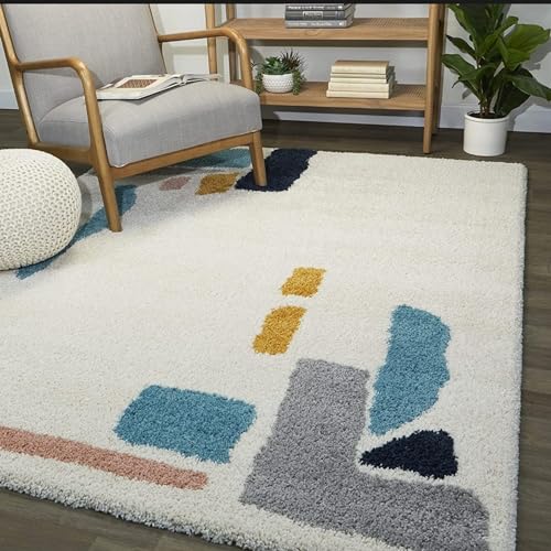Image of FRESH FROM LOOM Royal Heritage Edition 36x60 Inch | Premium Shaggy Fur Rug Runner | Anti-Skid Bedroom Carpet | Carpets For Living Area Office Sofa Room (3x5 Feet ),Modern White Grey