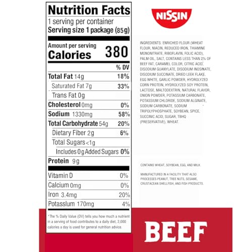 Image of Nissin Top Ramen Noodle Soup, Beef, 3 Ounce (Pack of 24) | Quick, convenient meal ready in minutes with just hot water.