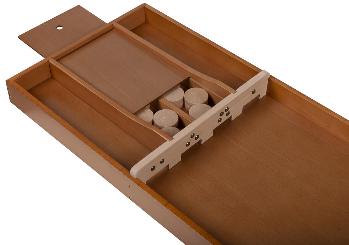 Engelhart - 340668 - Deluxe Shuffleboard Premium aus Holz - Länge: 2 m - Helle Oberfläche - Basis und Elemente aus hochwertigem Buchenholz - 30 Scheiben inklusive - Turniergröße