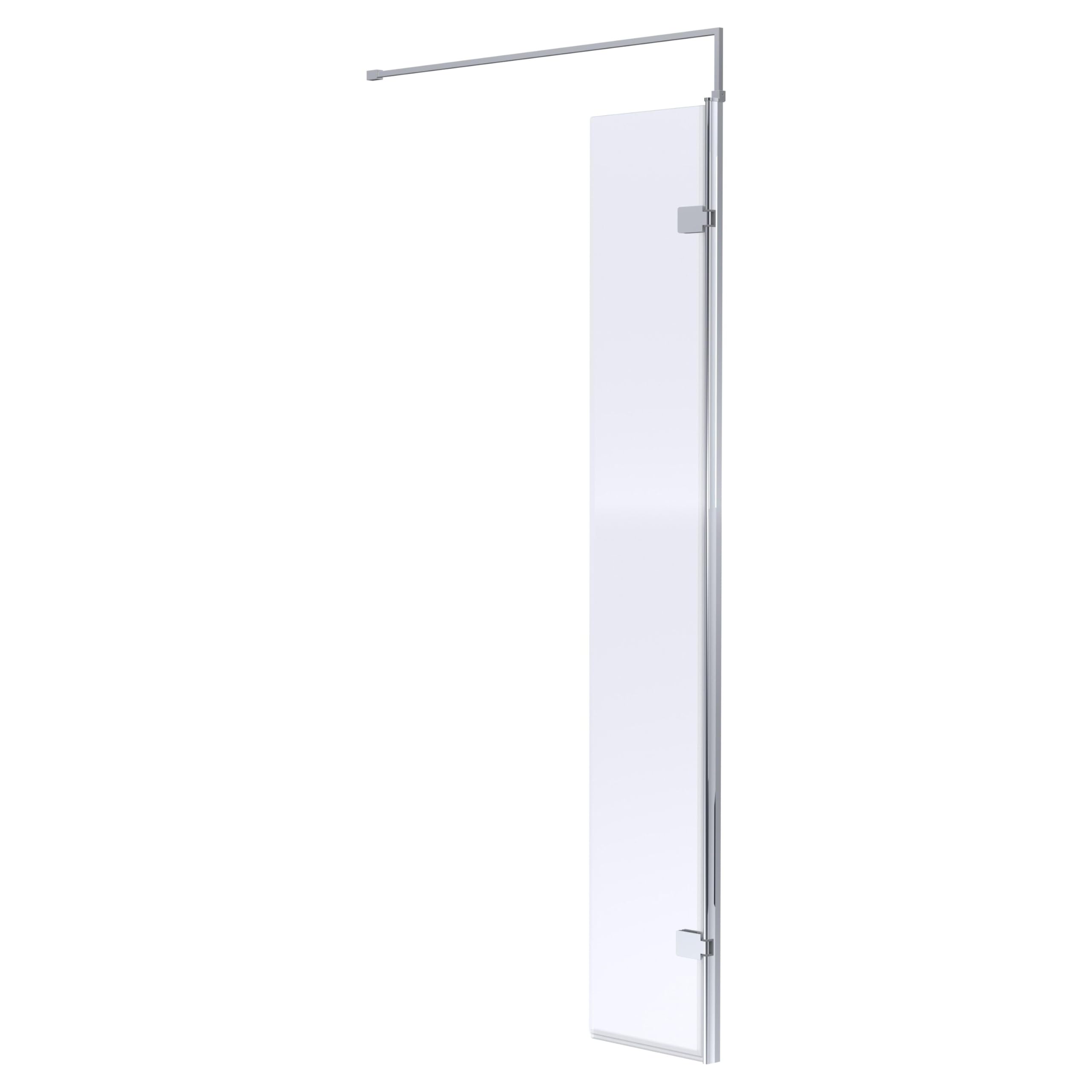 Balterley Chrome Wetroom Shower Return Screen With Support Bar, Hinged Glass Shower Screen For Wet Room And Bathroom, 8Mm Toughened Safety Glass Return Screens, Reversible Screens - 322 X 1850Mm (Chrome)