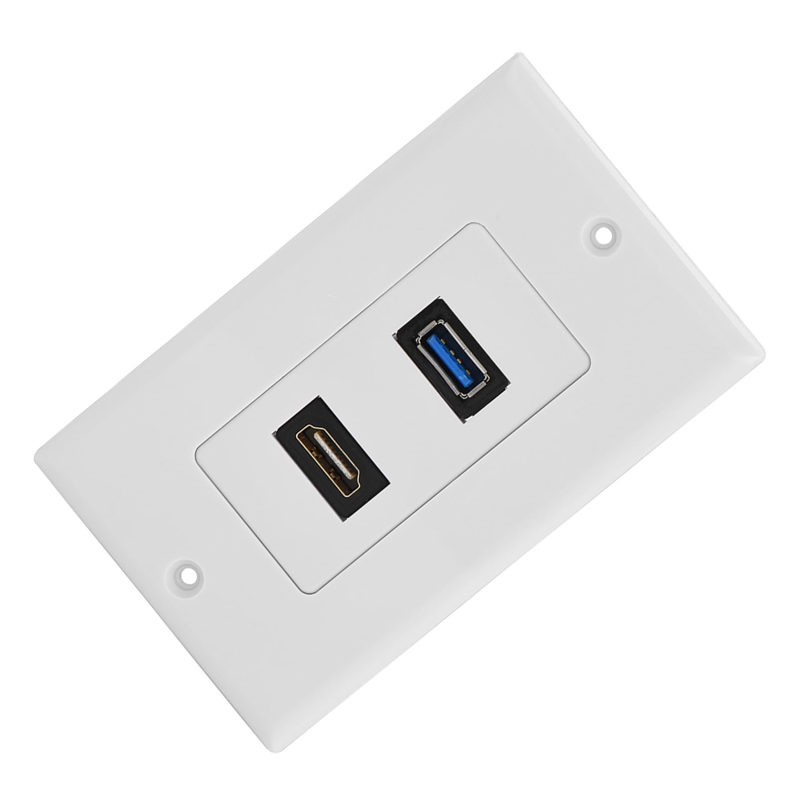 Haofy 2 porty HDMI, USB 3.0, gniazdo ścienne, płyta USB, ładowarka elektryczna, złącze kompozytowe audio, złącze wideo, złącze płyty ściennej, 2 w 1, wyjście, przedłużacz, biały