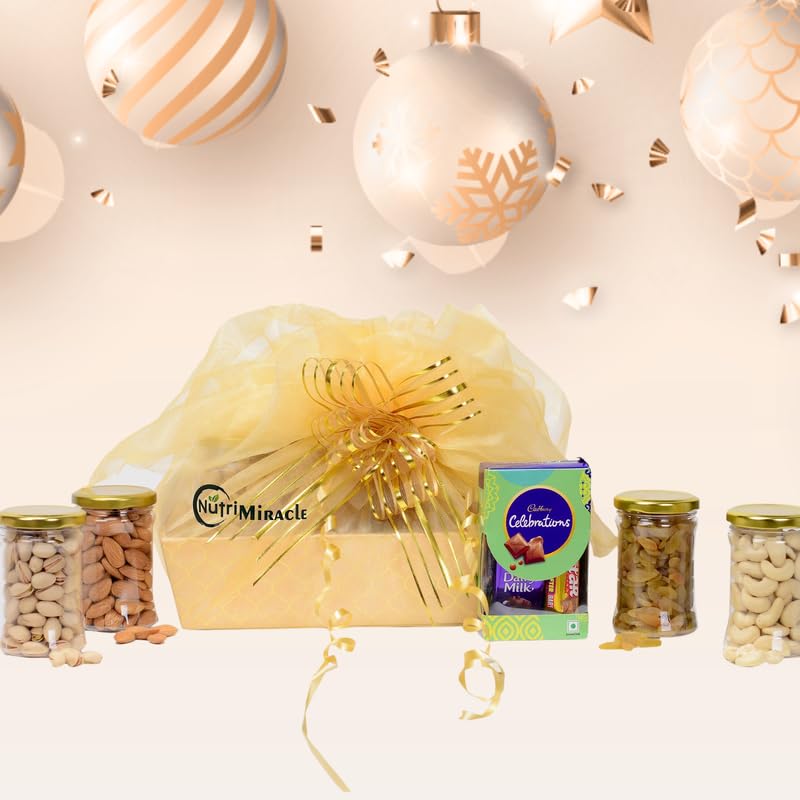 Image of NUTRI MIRACLE Thanksgiving Dry Fruits Hamper | Celebration Box for Warm Festive Greetings