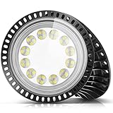 【AHORRO DE ENERGÍA】Comercial Lámpara Alta Bahía Nuestra iluminación de gran altura utiliza bombillas de calidad superior para una iluminación brillante. El brillo es varias veces más alto que las bombillas tradicionales, pero puede ahorrar hasta un 85% de electricidad en la factura de electricidad.