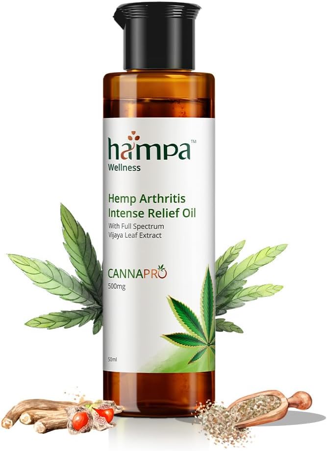 Hampa Hemp Arthritis Intense Relief Oil 50Ml, Cannapro Benefits For Chronic & Acute Joint & Knee Pain Caused By Rheumatoid Arthritis, With Hemp, Ashwagandha,Arnica & 13 Herbs, 100% Natural & Ayurvedic