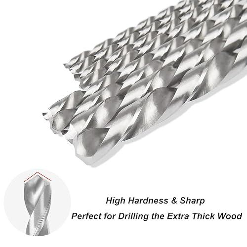 Miniatura 3 de Juego de 9 brocas helicoidales extralargas de 5.906-7.874 in, juego de herramientas de vástago recto redondo, juego de taladro giratorio de acero de