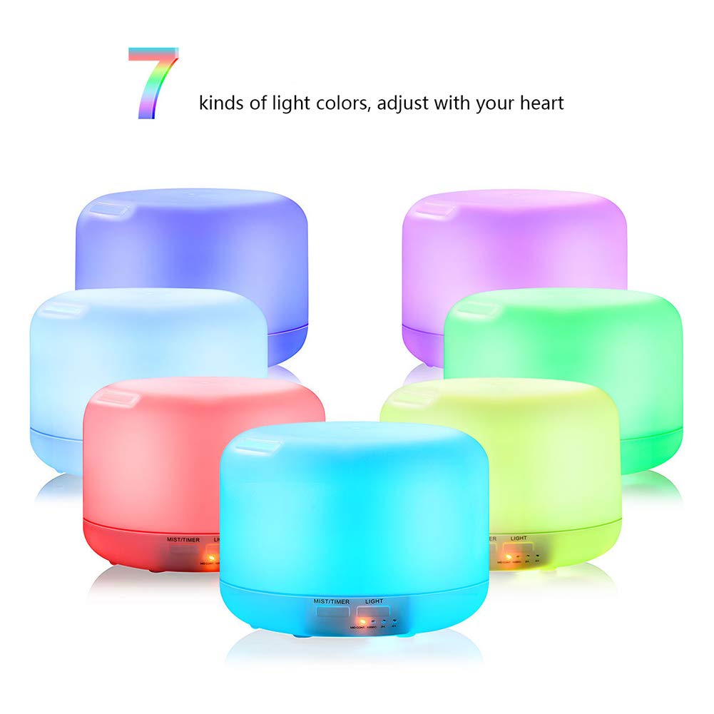 XRX Dyfuzor zapachowy, pilot zdalnego sterowania, lampa zapachowa, tłumik ultradźwiękowy, 300 ml, dyfuzor olejków eterycznych, 7 kolorów, światła LED, bez wody, automatyczne zamykanie, biały