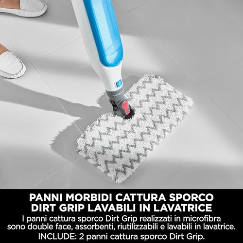 Shark Klik N 'Flip Steam Mop, Scopa A Vapore Manuale, Cavo 6 M, Per Pavimenti Duri, 2 Panni Lavabili, Serbatoio Capacità Di 375 Ml, Riscaldamento In 30 Secondi, Bianco/Blu, S6001EU - 7