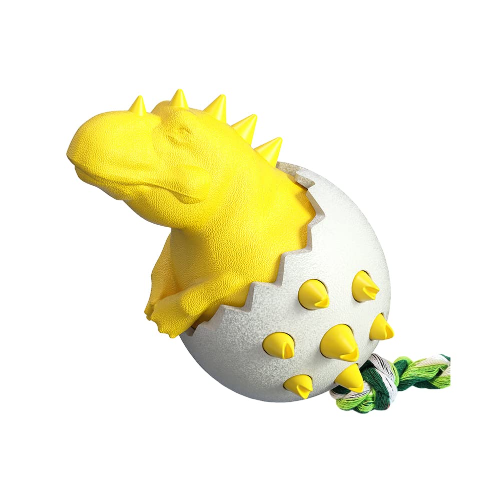 NALEINING Chew Toys for Dogs, Clean Teeth, Pet Teething Toys for Small, Medium and Large Dogs (Dinosaur - Yellow)