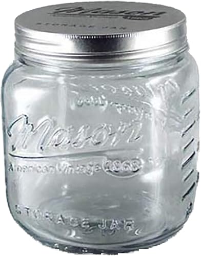 Grant Howard 51091 Contenedor de almacenamiento clásico de vidrio con boca ancha de boca ancha de 102 onzas con tapa de cierre hermética