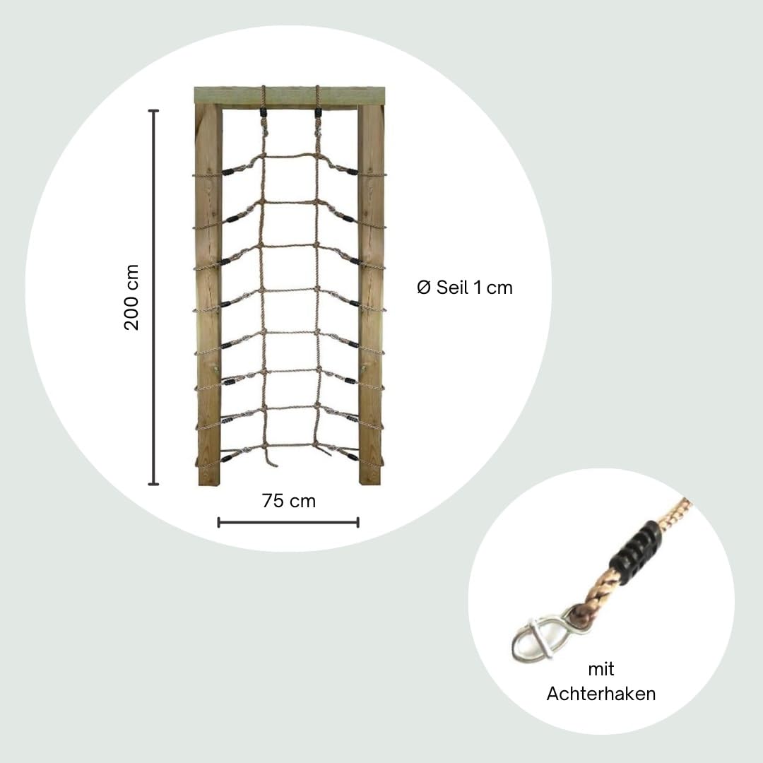 H2i Filet D'Escalade Enfant 200x150 Cm - Pour Cadre (Non Inclus) - Polyhemp Résistant