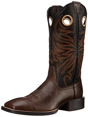 Ariat Men's Sport Rider Wide Square Toe Western Cowboy Boot, Chocolate/Black, 10.5 D US