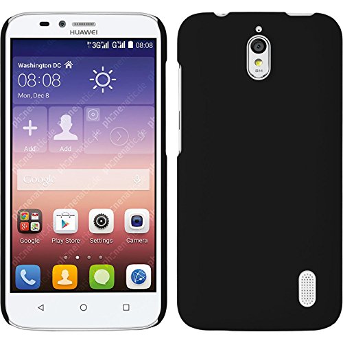 PhoneNatic Custodia Rigida Compatibile con Huawei Y625 - gommata Nero - Cover + Pellicola Protettiva