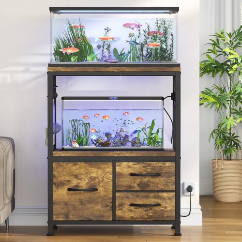 Image of Heybly 10-20 Gal Fish Tank Stand with Drawer, Power Outlet,200lbs HAS003SSR