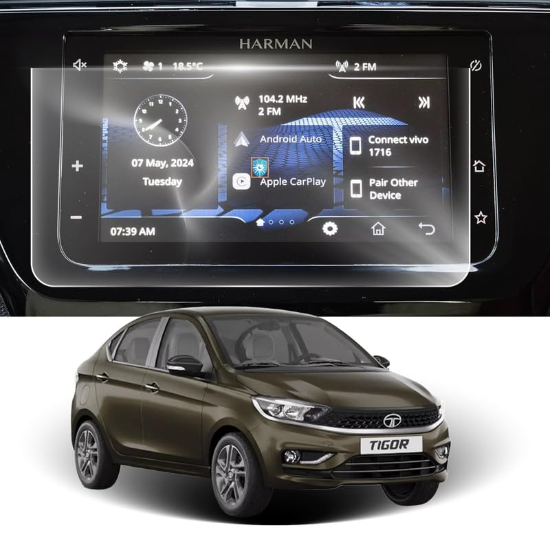 Image of Car Screen Protector for Tata Tigor |2017 - Running| - 7 Inch, Anti-Scratch, Easy Installation, Clear Touchscreen Guard, Infotainment System Protection (Not a Tempered Glass)
