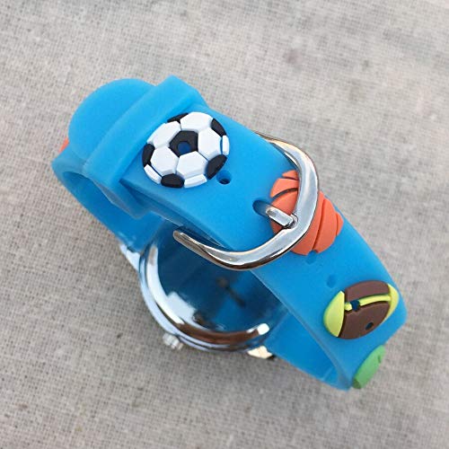 Reloj de niña Moda Dibujos Animados Fútbol Baloncesto Estilo Relojes Estudiante Niñas Cuarzo 3D Silicona Reloj de Pulsera Relojes para niñas (Color : Sky Blue)
