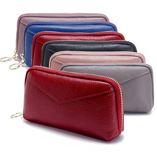 Women's Leather Wallet RFID Layer Cowhide Zipper Long Money Clip Casual Embossed Clutch(E)2
