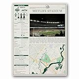 JETS MetLife Stadium Canvas Print - New York Football Fans, Stadium Infographic Wall Art, Football Arena Map Decor for Home, Office or Fan Room,Custom sizes and frames are available.(16x20inch)