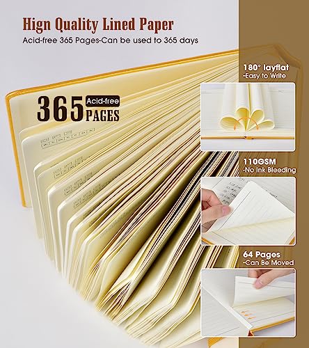 Image of Lined Journal Notebook -365 Pages A5 Thick Journals for Writing College Ruled Notebook, Hardcover Leather Journal for Women Men, Daily Journal Notebook for Work, Note Taking, 100Gsm Lined Paper ( 5.75