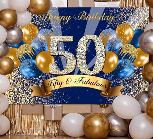 Fondo Fotográfico Azul Royal con Globos Dorados 240x180 cm miniatura 2