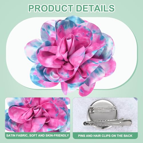 Image of M METERXITY Extra Large Rose Flower Brooches, Lapel Pins Dainty Satin Fabric Big Camellia Oversized Brooch Pin for Women