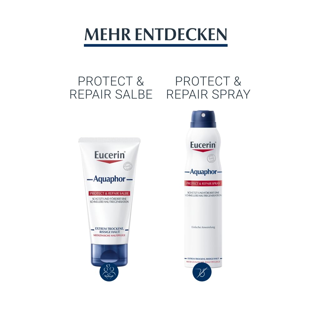 Eucerin Aquaphor Protect & Repair Salbe 220 ml, Feuchtigkeitscreme zur Hautregeneration für Körper und Gesicht, beruhigende Hautpflege ohne Duftstoffe für stark beanspruchte Haut