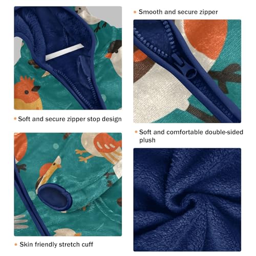 Birds Flying Toddler Fleece Jacket Girl Boys Hooded Fleece Jacket Coat Warm Outwear Zip-up 3-10T3