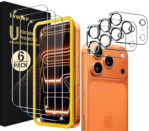 ivoler Alignment Aid Screen Protector for iPhone 17 Pro, 3 Tempered Glass Film and 3 Camera Lens Protectors with 1 Installation Alignment Aid, Bubble-Free, HD Clear, 6.3-Inch ivoler Alignment Aid Screen Protector for iPhone 17 Pro, 3 Tempered Glass Film and 3 Camera Lens Protectors with 1 Installation Alignment Aid, Bubble-Free, HD Clear, 6.3-Inch