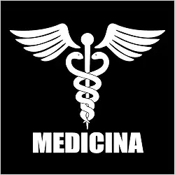 ADESIVO DE RECORTE SÍMBOLO DA MEDICINA | Vinil Vazado Profissional - Para Carro, Porta, Consultório, Notebook e Placa | Alta Durabilidade e Resistência (BRANCO, 16X13,3 CM)