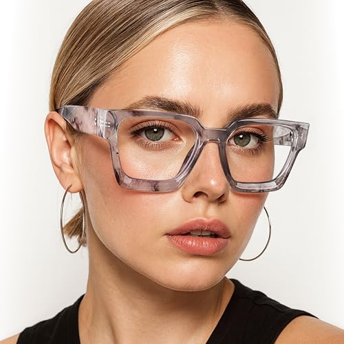 Image of livho Oversized Eyewear Frame for Woman and Men - Rectangle Fashion Glasses for Computer, Chic Preppy Frame