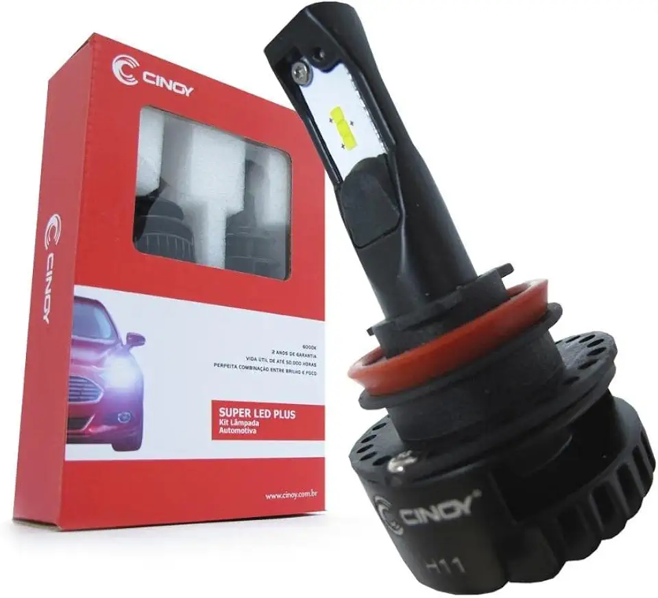 Kit Lâmpada Super Led Plus Efeito Xenon H11 12/24v 16w 2200 Lumens Cinoy