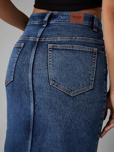 Image of Dolce Crudo Women's Flared High-Rise Stretchable Denim Maxi Skirt