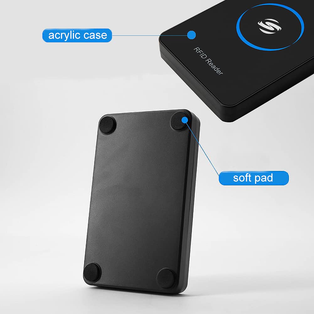 Lector RFID para ISO 14443A S50 S70, Lector de Tarjetas sin Contacto Lector de Tarjetas con Puerto USB, Distancia de Lectura de hasta 80 mm, Lector de Tarjetas Compatible con Windows Linux Android
