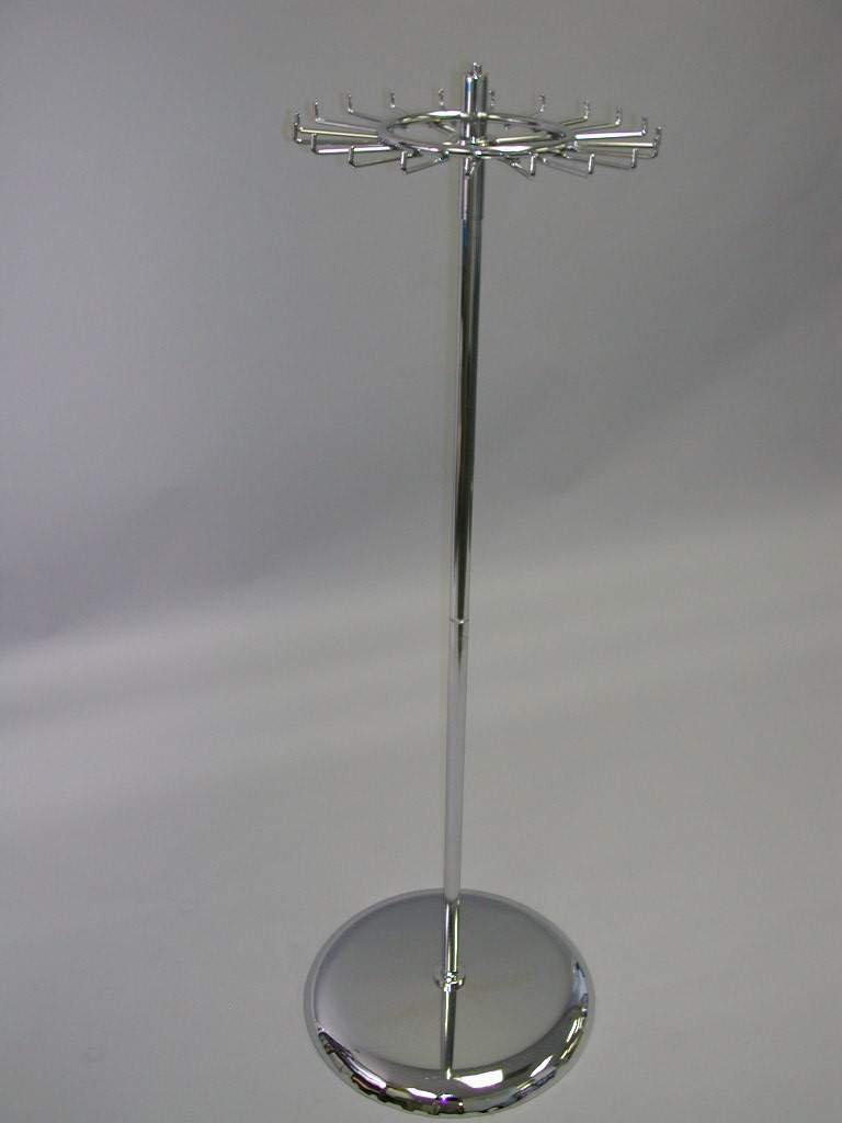 BELT OR TIE SINGLE TIER REVOLVING RACK WITH ROUND BASE-CHROME-Lot of 1