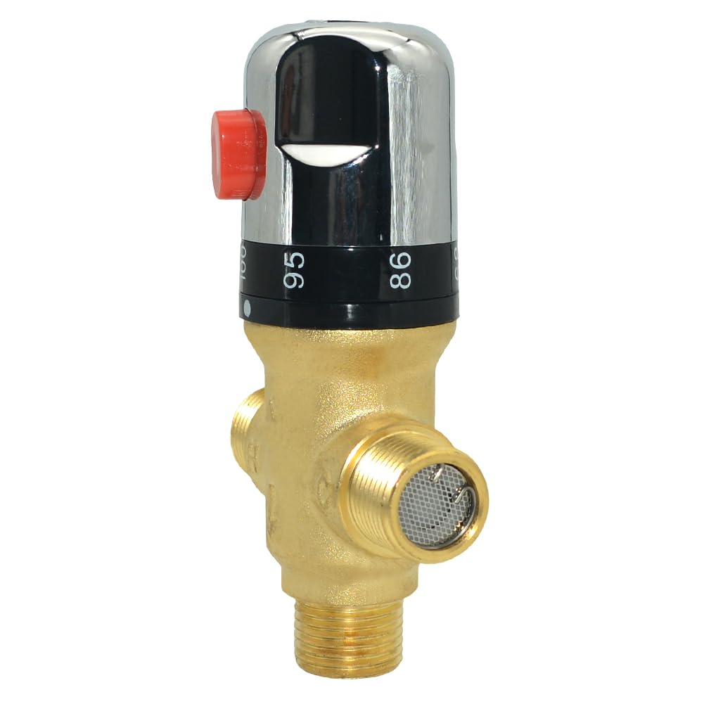 Valvola miscelatrice termostatica, in ottone massiccio, valvola termostatica per doccia, filettatura NPT da 1/2", valvola miscelatrice per scaldabagno per docce da bagno, sistemi solari e