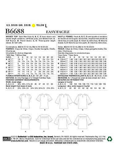 Butterick Pattern B6688 Misses' Top, White, Various - Image 2