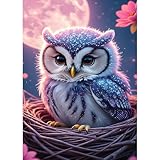 GDYEEH Fantasie Eule Diamond Painting Kits Erwachsene, 5D Mondscheinnacht Diamant Kunst Bilder Anfänger, DIY Runder Vollbohrer Traumland Diamanten Malerei Stickerei Geschenke Home Wand Dekor 30x40 cm