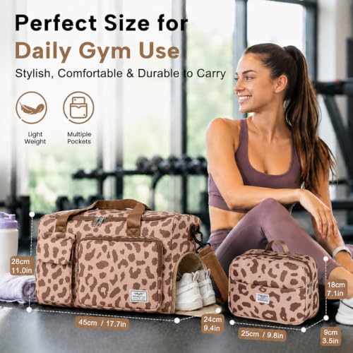 Image of FIORETTO Women's Gym Duffle Bag with Shoes Compartment, 30L Capacity, Ideal for Travel, Gym, Sports, Duffel, Weekender