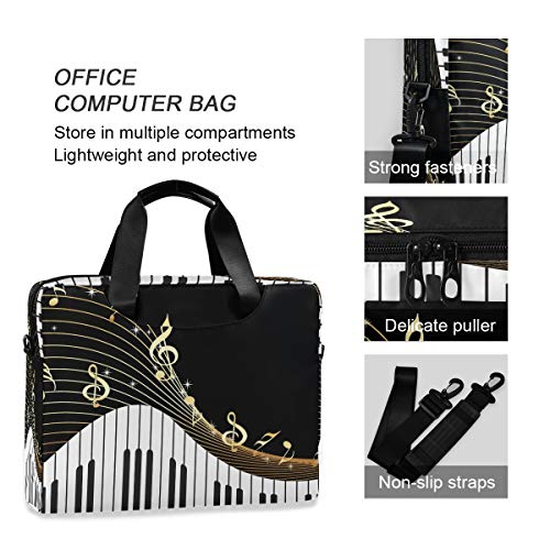 CCDMJ Laptop Case Piano Keyboard Music Note Laptops Sleeve Shoulder Messenger Bag Briefcase Notebook Computer Tablet Bags with Strap Handle for Women Man Boys Girls 16 Inch - Thumbnail 4