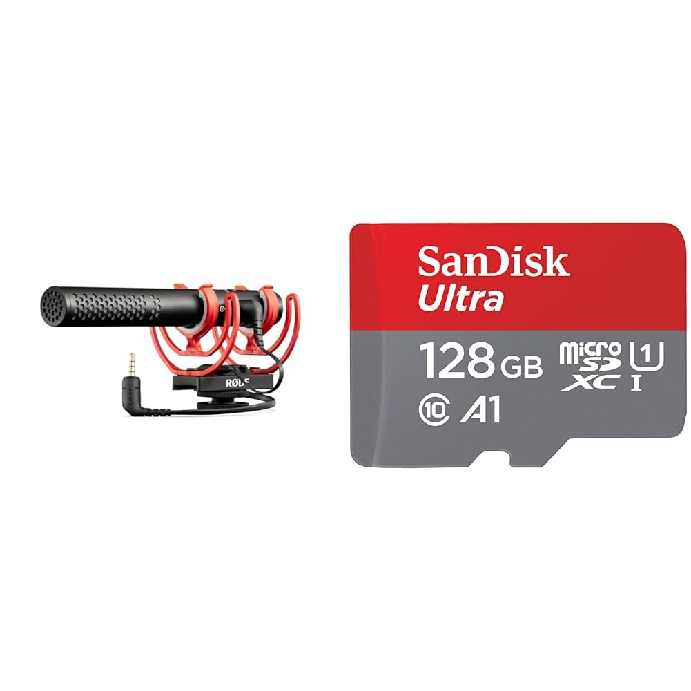 RØDE VideoMic NTG Premium-USB/Kamera-Mikrofon & SanDisk Ultra Android microSDXC UHS-I Speicherkarte 128 GB + Adapter