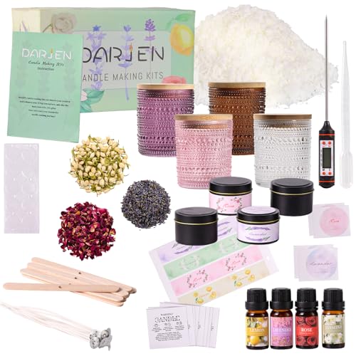 Kit de fabrication de bougies en cire de soja avec pots et parfums DARJEN