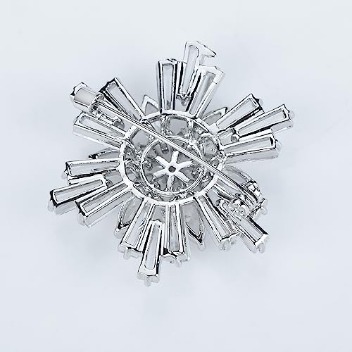 Image of Women's Cubic Zircon Snowflake Brooch Pins Elegant Clear Crystal Ice Flower Lapel Pin Breastpin