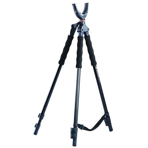 Vanguard Quest T62U Shooting Stick. Tripod, Bi Pod, Gun Pod All In One With Removable U Shaped Yoke, Quick Flip Leg Locks, Foam Hand Grips , Black